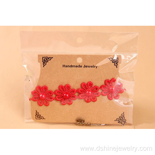 Red Daisy Lace Accessories Female Fashion Handmade Anklets